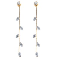 Dainty Austrian Crystal Leaf Stud Dangle Earrings